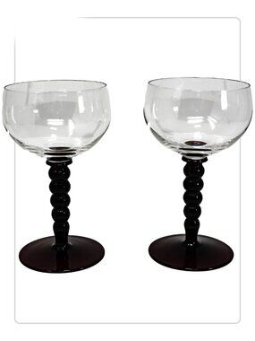 Black Cherry Bubble Stem Glasses (set of 2)